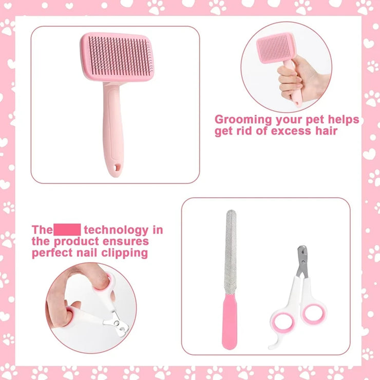 8Pcs Dog Brush Grooming Set