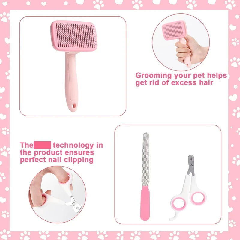 8Pcs Dog Brush Grooming Set