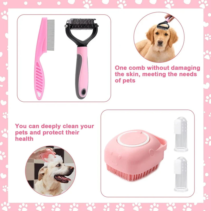 8Pcs Dog Brush Grooming Set