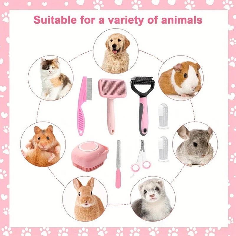 8Pcs Dog Brush Grooming Set