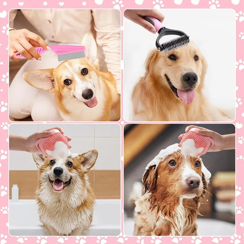 8Pcs Dog Brush Grooming Set