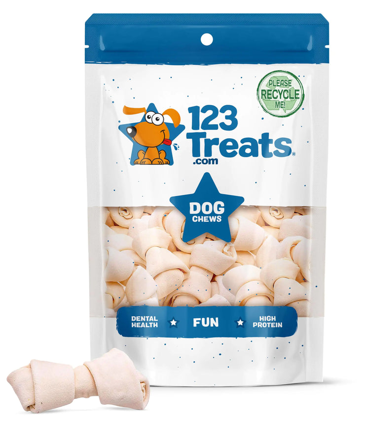 123 Treats | Rawhide Chews: Bones 3-4" (100 Count)